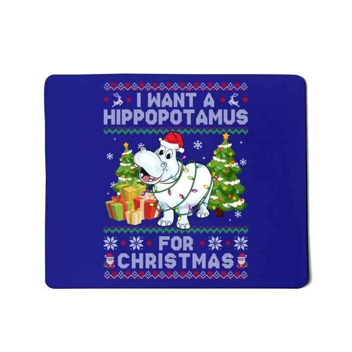 I Want A Hippopotamus For Christmas Hippo Santa Ugly Xmas Gift Mousepad