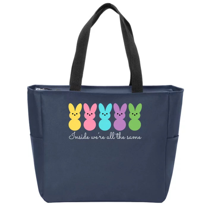 Inside We Are All The Same Easter Bunny Zip Tote Bag