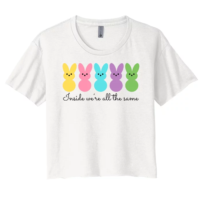 Inside We Are All The Same Easter Bunny Women's Crop Top Tee