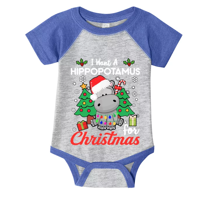 I Want A Hippopotamus For Christmas Funny Hippo Gift Infant Baby Jersey Bodysuit