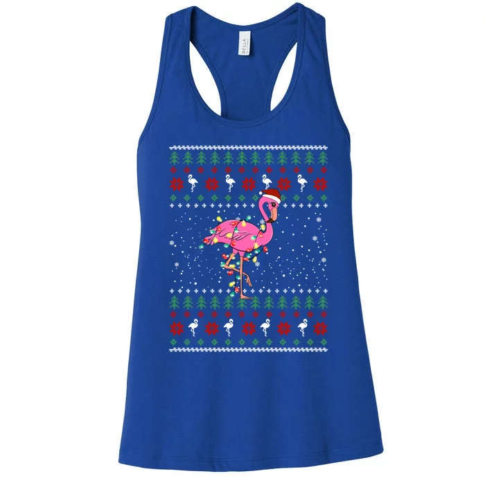 I Want A Flamingo For Christmas Ugly Sweater Bear Xmas Outfi Gift Women's Racerback Tank