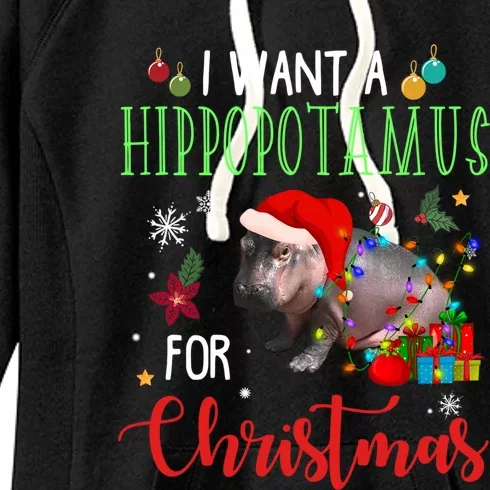 I Want A Hippopotamus For Christmas Hippo Fiona Cool Gift Women's Fleece Hoodie