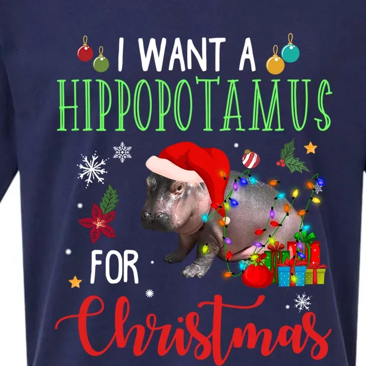 I Want A Hippopotamus For Christmas Hippo Fiona Cool Gift Sueded Cloud Jersey T-Shirt