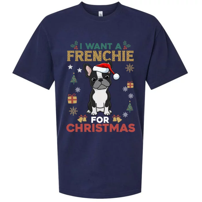 I Want A French Bulldog For Christmas Cute Dog Lover Pajama Gift Sueded Cloud Jersey T-Shirt