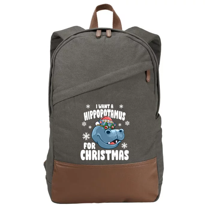 I Want A Hippopotamus For Christmas Xmas Hippo Cute Gift Cotton Canvas Backpack