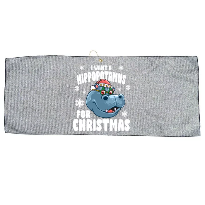 I Want A Hippopotamus For Christmas Xmas Hippo Cute Gift Large Microfiber Waffle Golf Towel