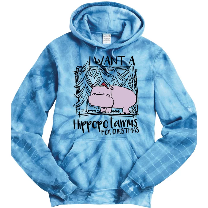 I Want A Hippopotamus For Christmas Hippo Gift Tie Dye Hoodie