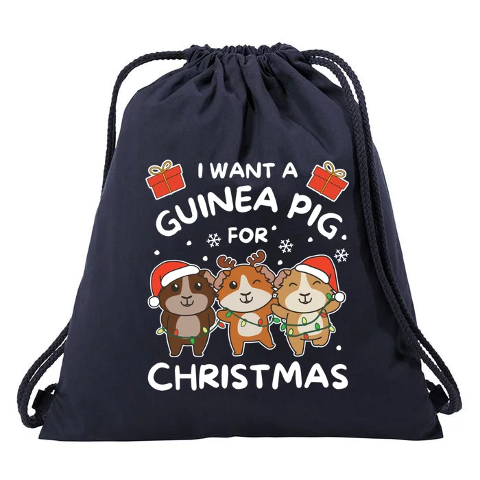 I Want A Guinea Pig For Christmas Cute Animals Meaningful Gift Drawstring Bag