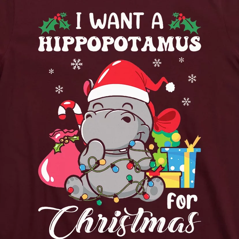 I Want A Hippopotamus For Christmas Hippo Christmas Pajamas T-Shirt