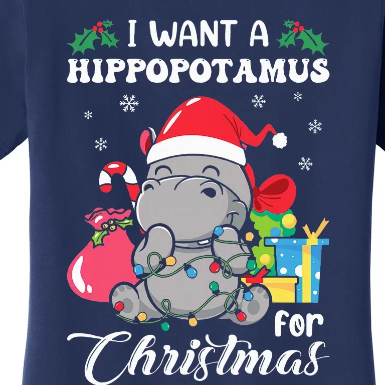 I Want A Hippopotamus For Christmas Hippo Christmas Pajamas Women's T-Shirt