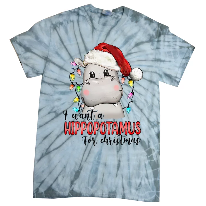 I Want A Hippopotamus For Christmas Xmas Hippo Lover Tie-Dye T-Shirt