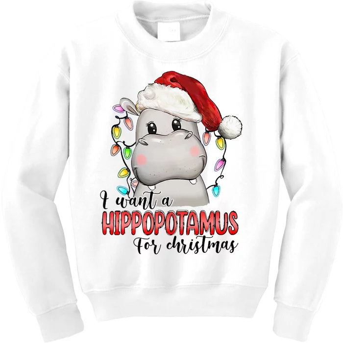 I Want A Hippopotamus For Christmas Xmas Hippo Lover Kids Sweatshirt