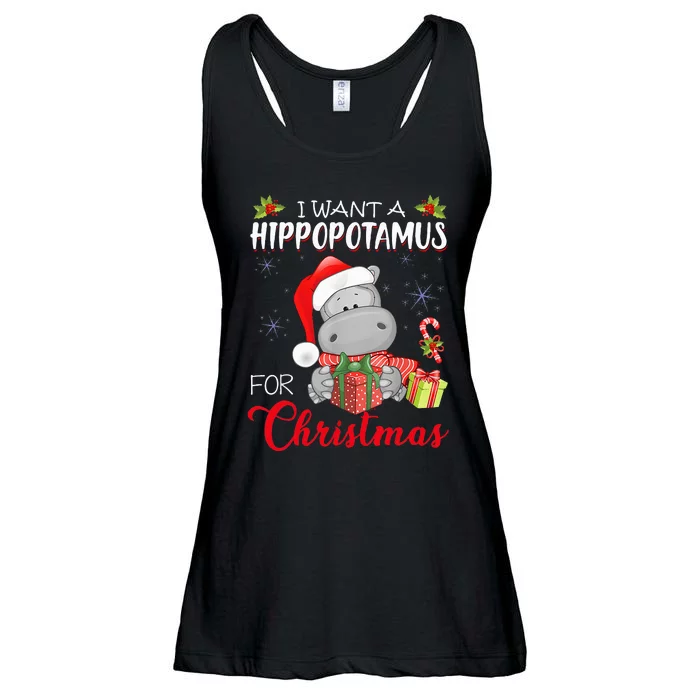 I Want A Hippopotamus For Christmas Xmas Hippo Ladies Essential Flowy Tank