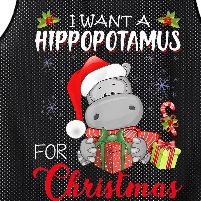 I Want A Hippopotamus For Christmas Xmas Hippo Mesh Reversible Basketball Jersey Tank