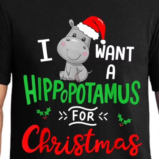 I Want A Hippopotamus For Christmas Xmas Pajama Hippo Lover Funny Gift Pajama Set