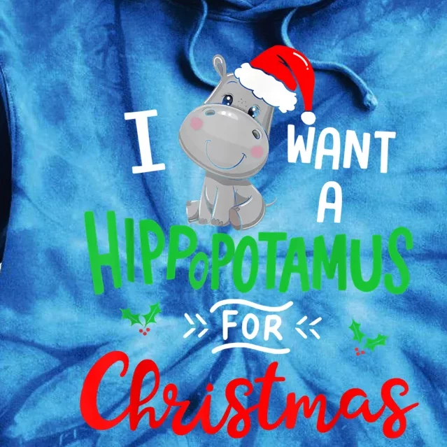 I Want A Hippopotamus For Christmas Xmas Pajama Hippo Lover Funny Gift Tie Dye Hoodie