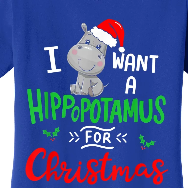 I Want A Hippopotamus For Christmas Xmas Pajama Hippo Lover Funny Gift Women's T-Shirt