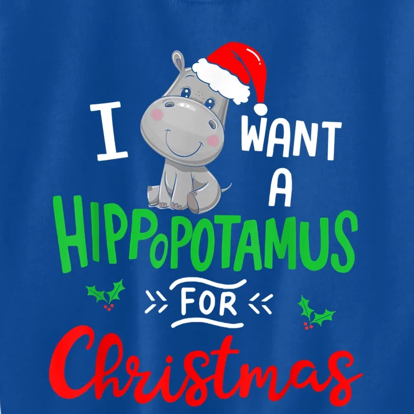 I Want A Hippopotamus For Christmas Xmas Pajama Hippo Lover Funny Gift Kids Sweatshirt