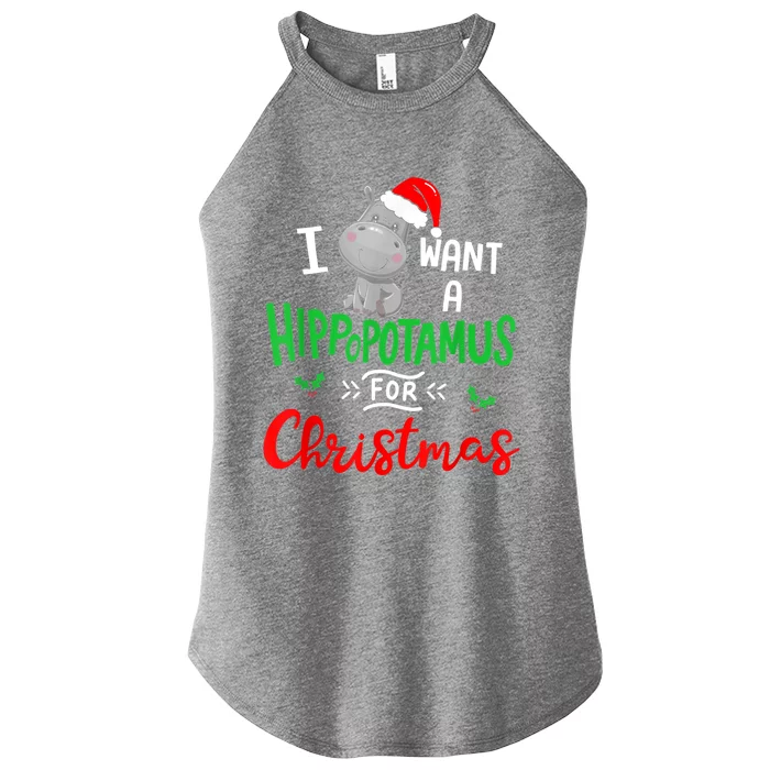 I Want A Hippopotamus For Christmas Xmas Pajama Hippo Lover Funny Gift Women’s Perfect Tri Rocker Tank