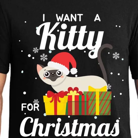 I Want A Kitty Cat For Christmas Funny Cute Magical Holiday Gift Pajama Set