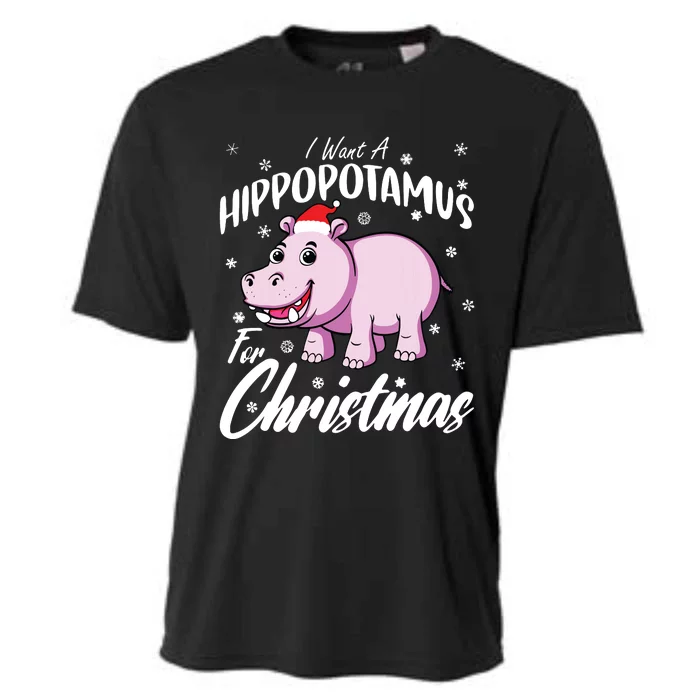 I Want A Hippopotamus For Christmas Shirts Xmas Hippo Cooling Performance Crew T-Shirt