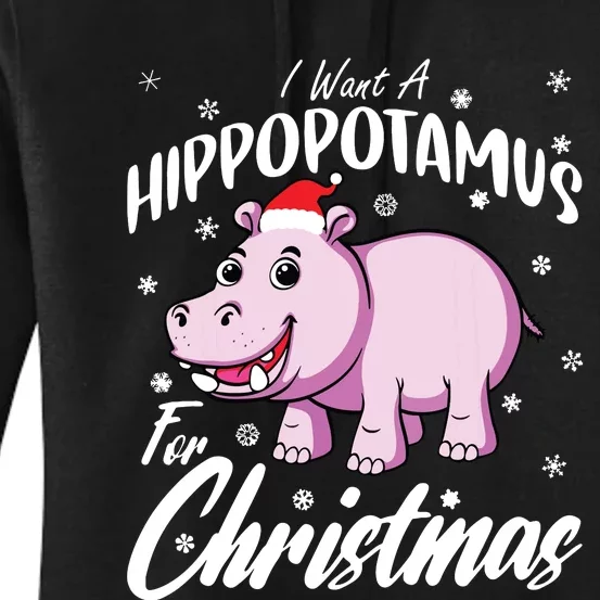 I Want A Hippopotamus For Christmas Shirts Xmas Hippo Women's Pullover Hoodie