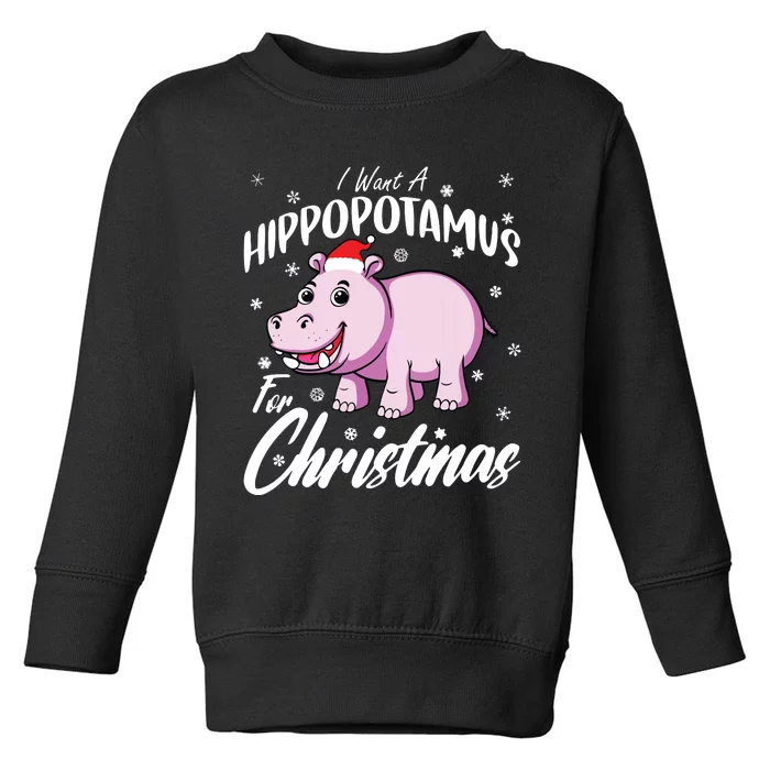 I Want A Hippopotamus For Christmas Shirts Xmas Hippo Toddler Sweatshirt