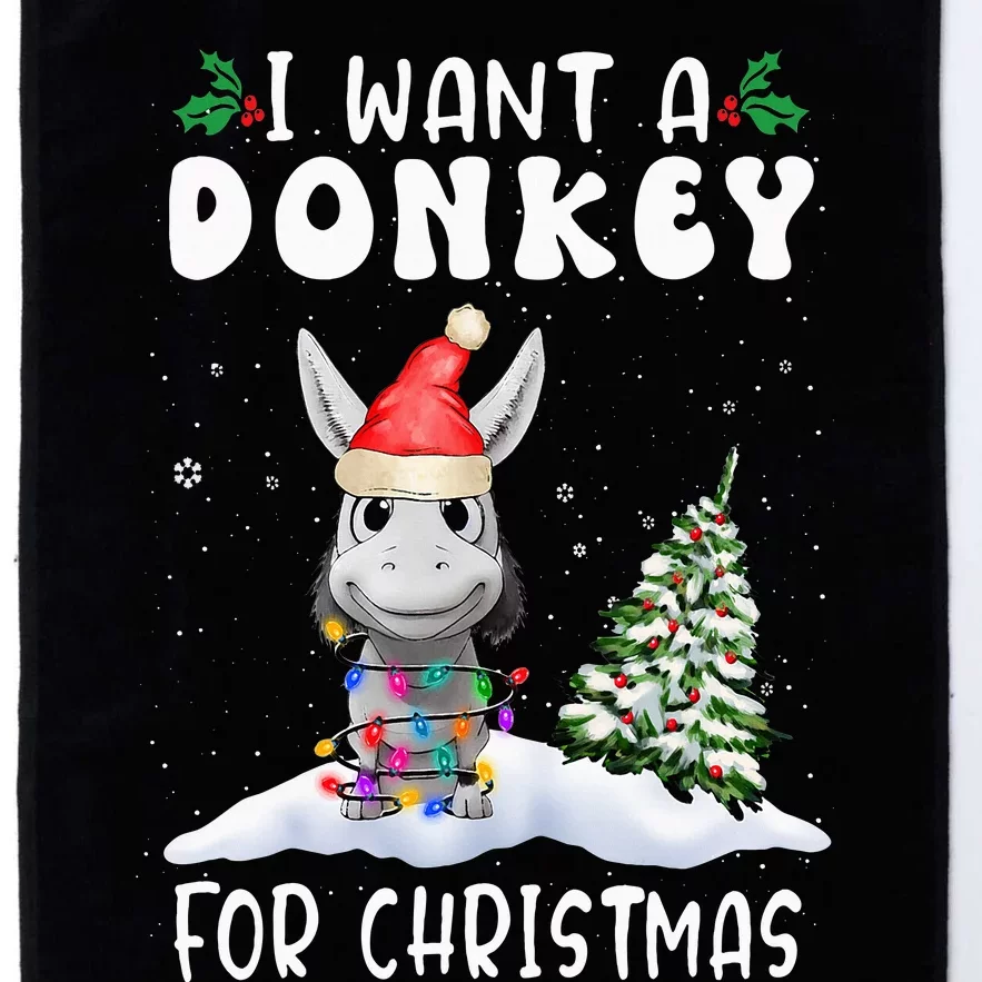 I Want A Donkey For Christmas Santa Hat Funny Xmas Platinum Collection Golf Towel