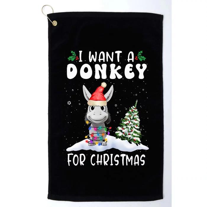 I Want A Donkey For Christmas Santa Hat Funny Xmas Platinum Collection Golf Towel