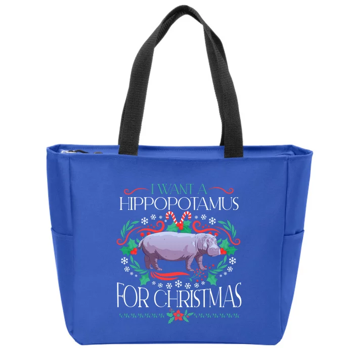 I Want A Hippopotamus For Christmas Xmas Hippo Cute Gift Zip Tote Bag