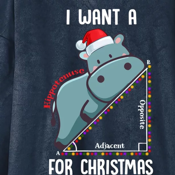 I Want A Hippotenuse For Christmas Math Teacher Xmas Hippo Gift Hooded Wearable Blanket