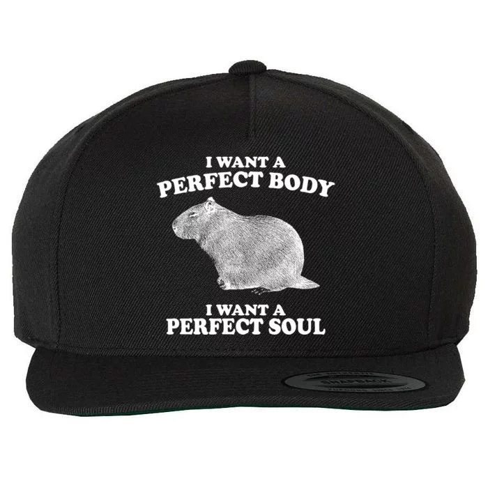 I Want A Perfect Body I Want A Perfect Soul Capybara Wool Snapback Cap