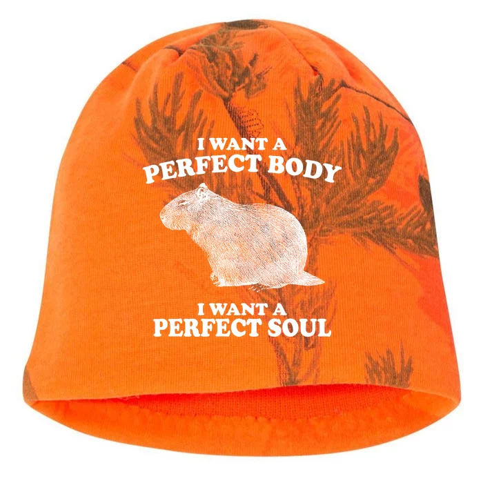 I Want A Perfect Body I Want A Perfect Soul Capybara Kati - Camo Knit Beanie