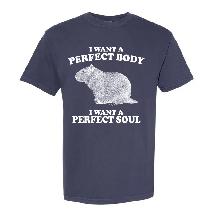 I Want A Perfect Body I Want A Perfect Soul Capybara Garment-Dyed Heavyweight T-Shirt