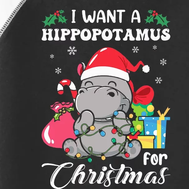 I Want A Hippopotamus For Christmas Hippo Christmas Pajamas Toddler Fine Jersey T-Shirt