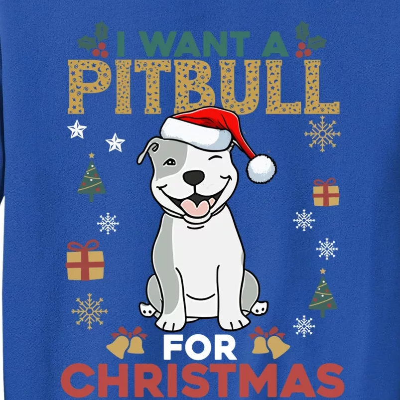 I Want A Pitbull For Christmas Cute Dog Lover Pajama Gift Tall Sweatshirt