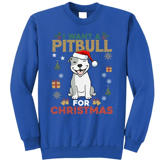 I Want A Pitbull For Christmas Cute Dog Lover Pajama Gift Tall Sweatshirt