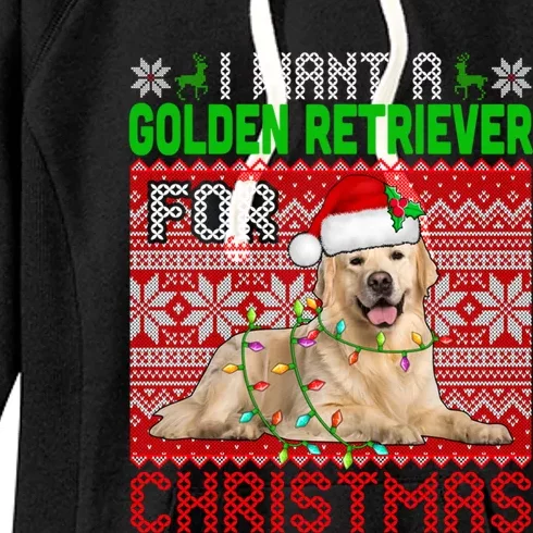 I Want A Golden Retriever For Christmas Santa Dog Lover Gift Women's Fleece Hoodie