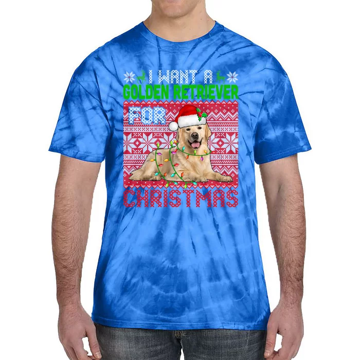 I Want A Golden Retriever For Christmas Santa Dog Lover Gift Tie-Dye T-Shirt