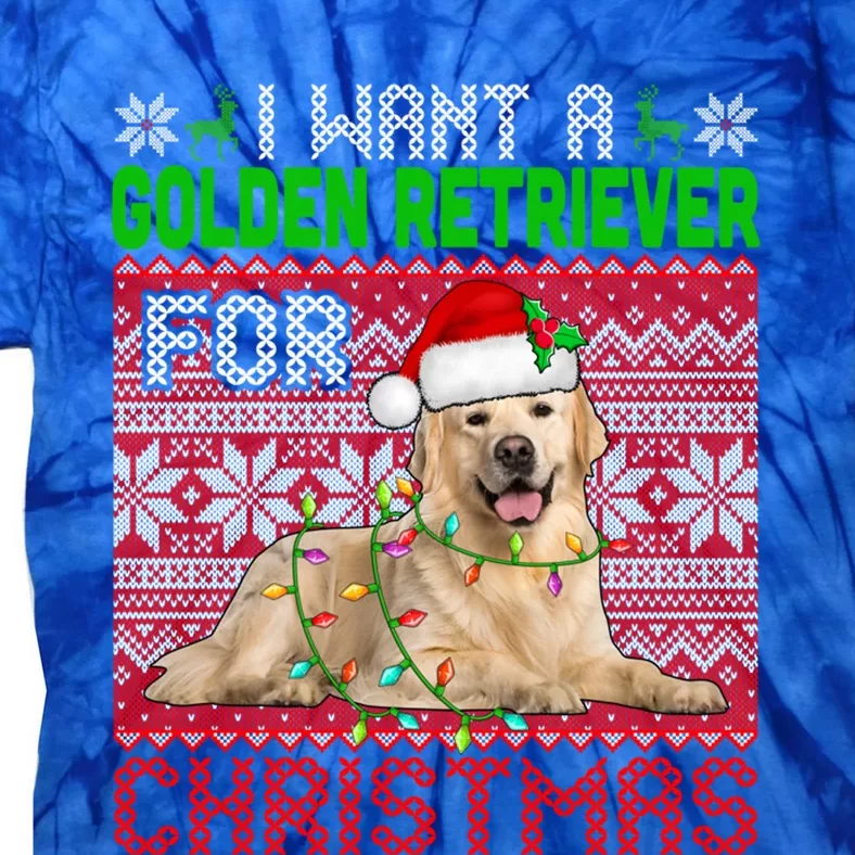 I Want A Golden Retriever For Christmas Santa Dog Lover Gift Tie-Dye T-Shirt