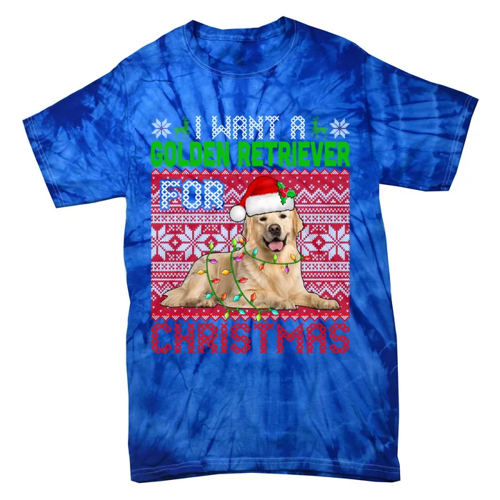 I Want A Golden Retriever For Christmas Santa Dog Lover Gift Tie-Dye T-Shirt