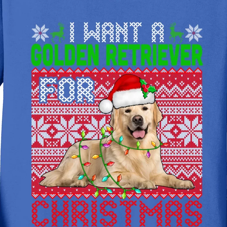 I Want A Golden Retriever For Christmas Santa Dog Lover Gift Kids Long Sleeve Shirt