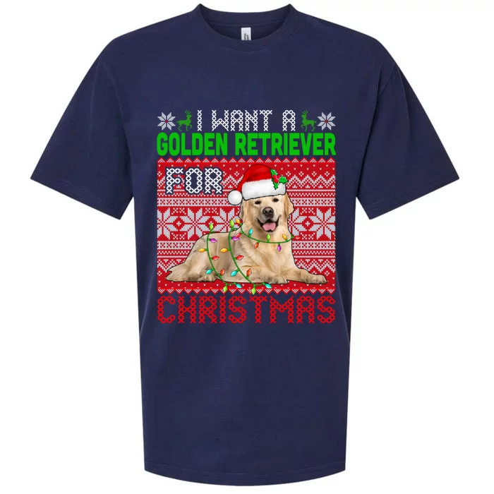 I Want A Golden Retriever For Christmas Santa Dog Lover Gift Sueded Cloud Jersey T-Shirt