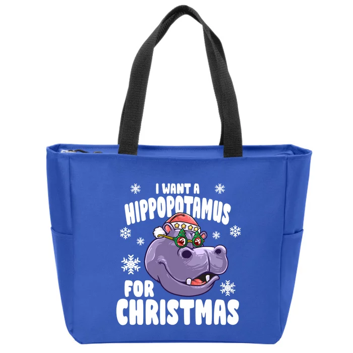 I Want A Hippopotamus For Christmas Xmas Hippo Cute Gift Zip Tote Bag