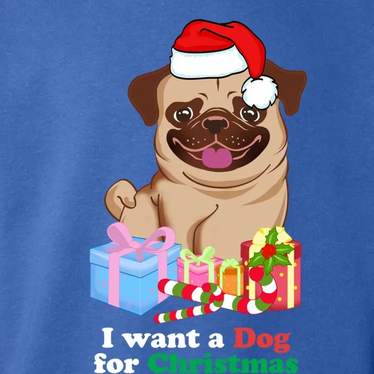 I Want A Pug Dog For Christmas Funny Xmas Holiday Funny Gift Toddler Hoodie