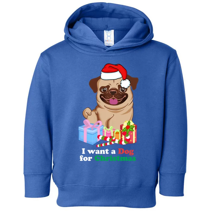 I Want A Pug Dog For Christmas Funny Xmas Holiday Funny Gift Toddler Hoodie