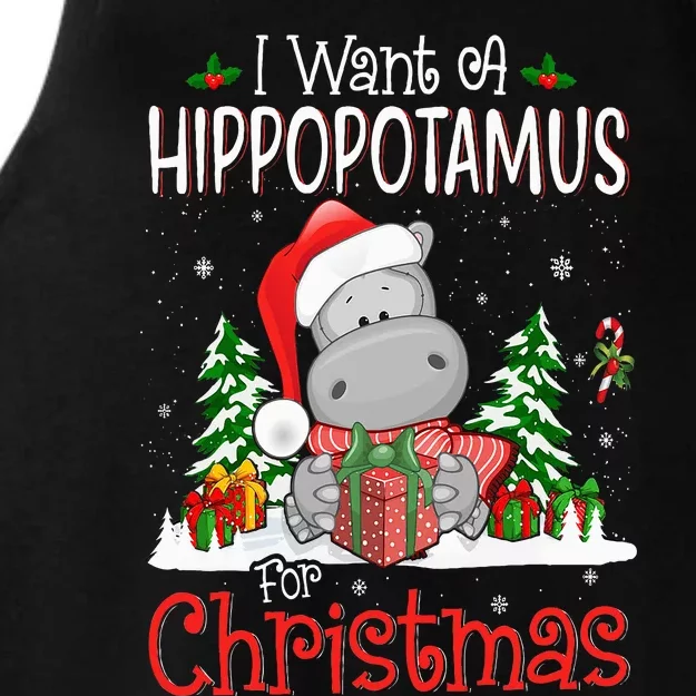 I Want A Hippopotamus For Christmas Xmas Hippo Ladies Tri-Blend Wicking Tank