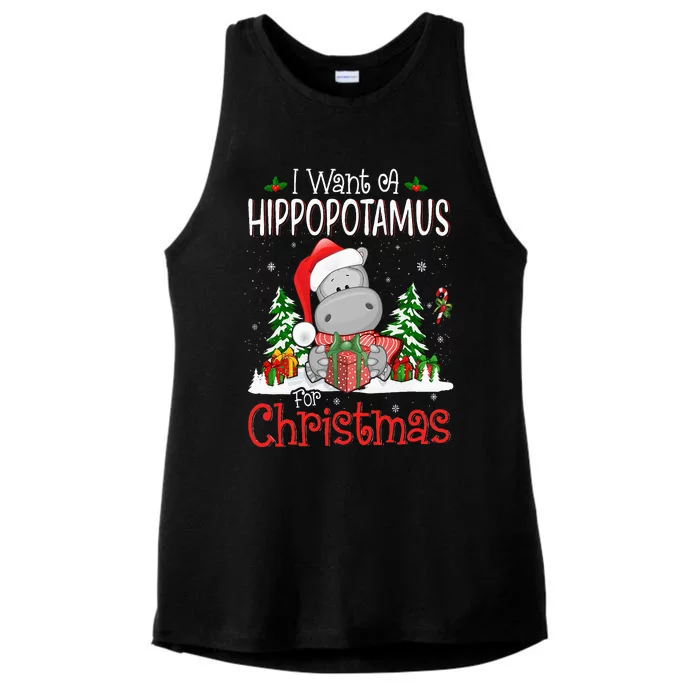 I Want A Hippopotamus For Christmas Xmas Hippo Ladies Tri-Blend Wicking Tank