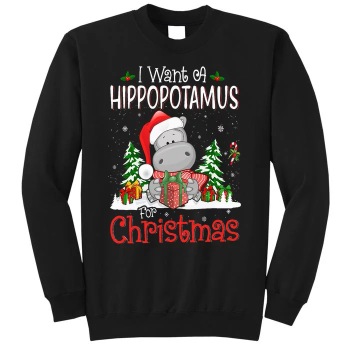 I Want A Hippopotamus For Christmas Xmas Hippo Tall Sweatshirt