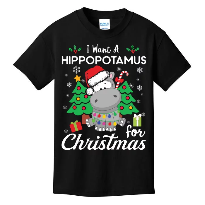 I Want A Hippopotamus For Christmas Cute Gift Xmas Costume Kids T-Shirt